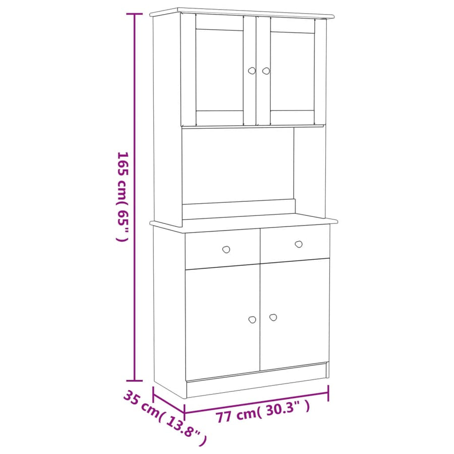 Hoge Kast Alta 77X35X165 Cm Massief Grenenhout Wit