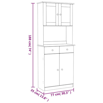 Hoge Kast Alta 77X35X188 Cm Massief Grenenhout