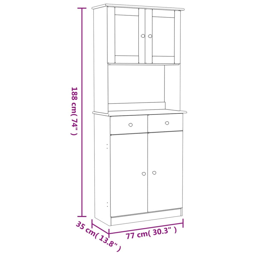 Hoge Kast Alta 77X35X188 Cm Massief Grenenhout