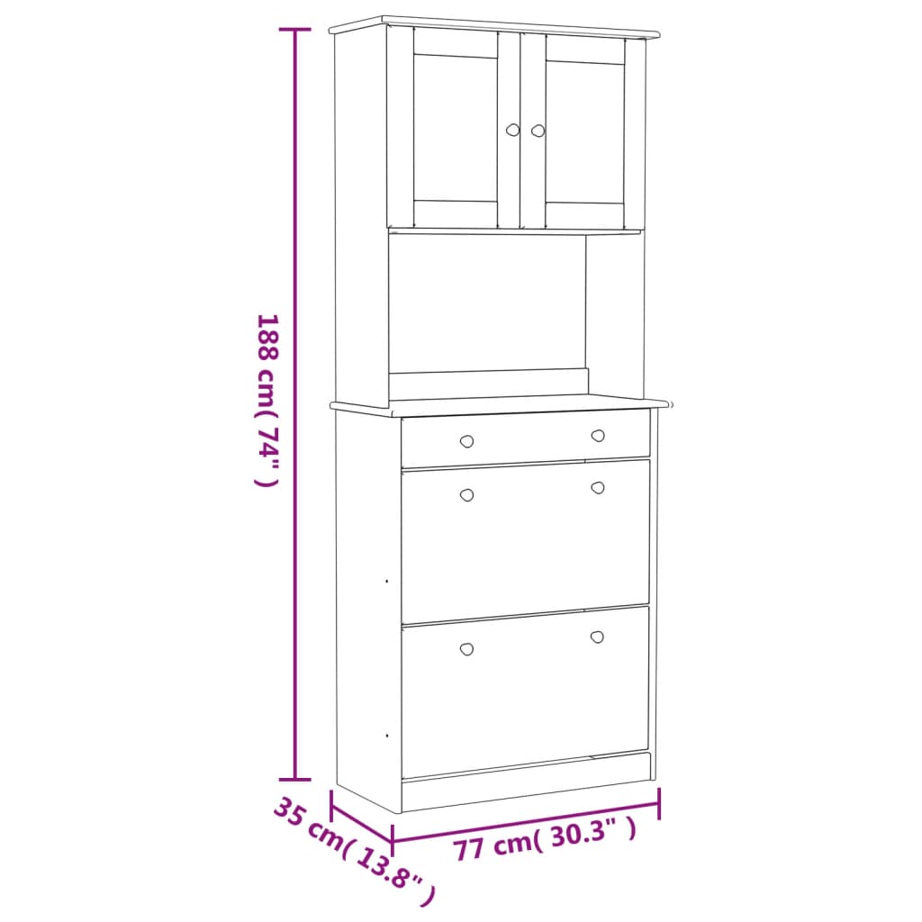Hoge Kast Alta 77X35X188 Cm Massief Grenenhout