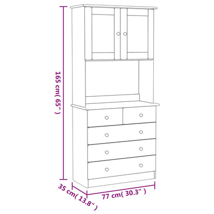 Hoge Kast Alta 77X35X165 Cm Massief Grenenhout Wit