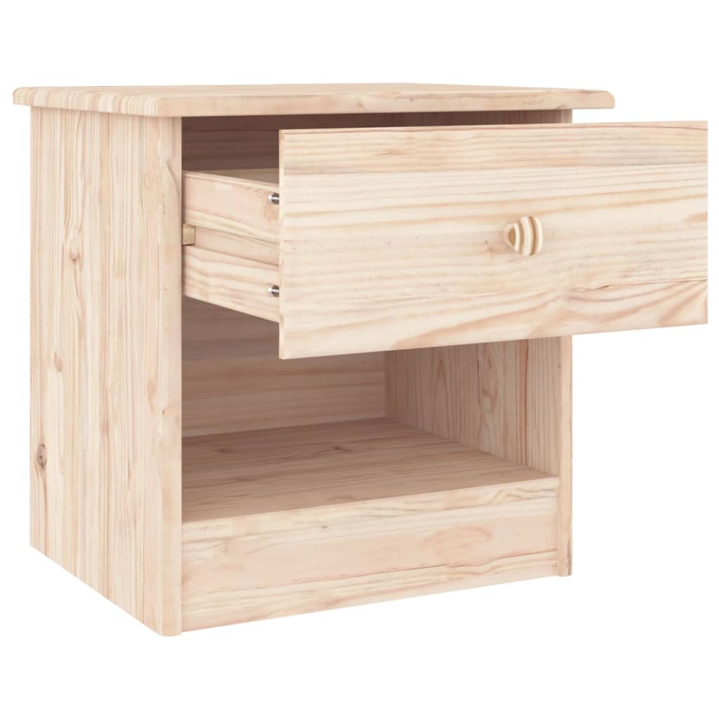 Nachtkastje Alta 43X35X40,5 Cm Massief Grenenhout Naturel 1 lade