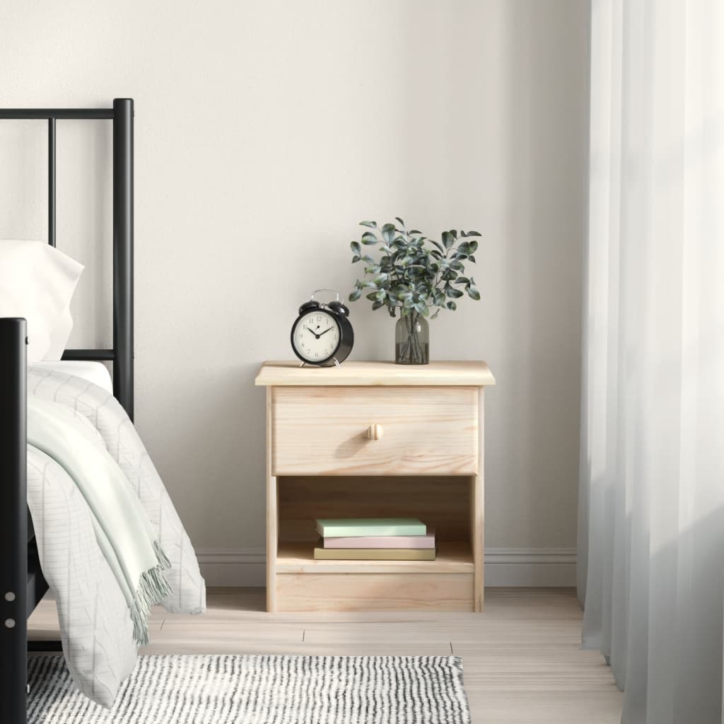Nachtkastje Alta 43X35X40,5 Cm Massief Grenenhout Naturel 1 lade