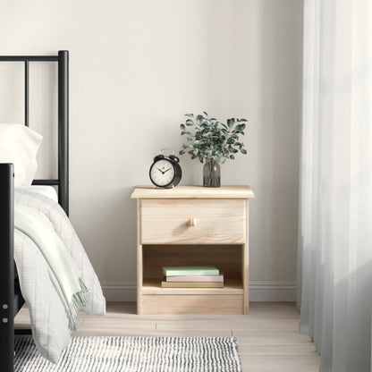 Nachtkastje Alta 43X35X40,5 Cm Massief Grenenhout Naturel 1 lade