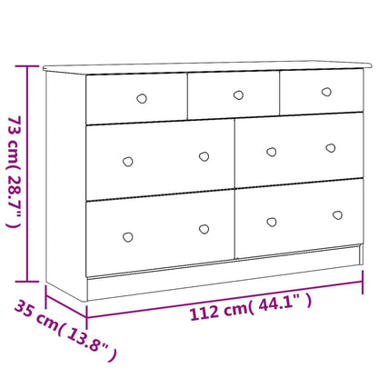 Ladekast Alta 112X35X73 Cm Massief Grenenhout Wit