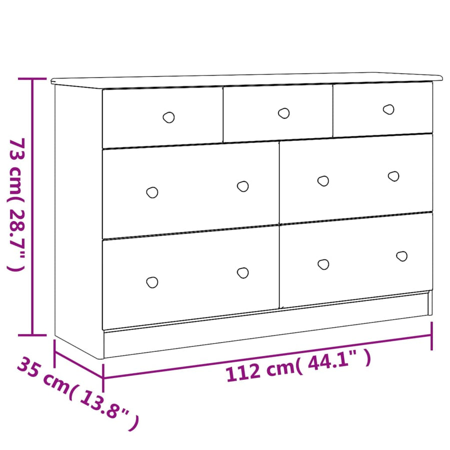 Ladekast Alta 112X35X73 Cm Massief Grenenhout Wit