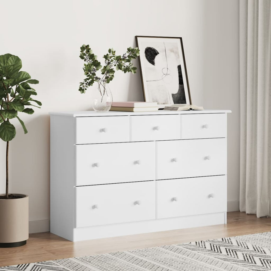 Ladekast Alta 112X35X73 Cm Massief Grenenhout Wit