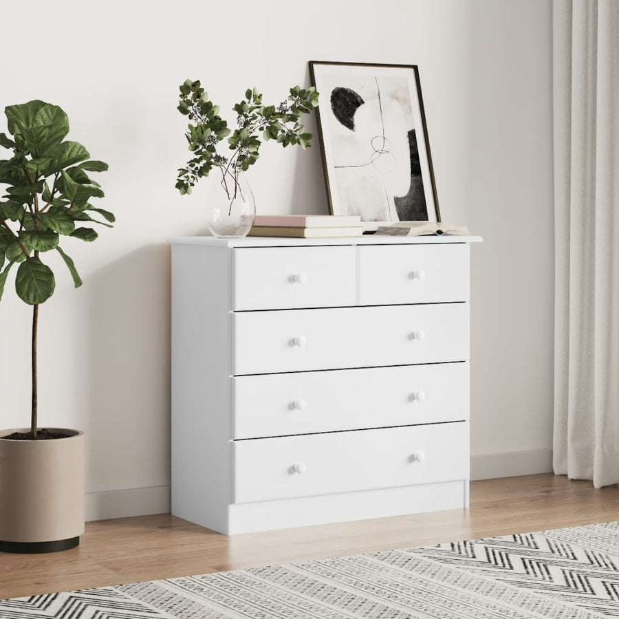 Ladekast Alta 77X35X73 Cm Massief Grenenhout Wit