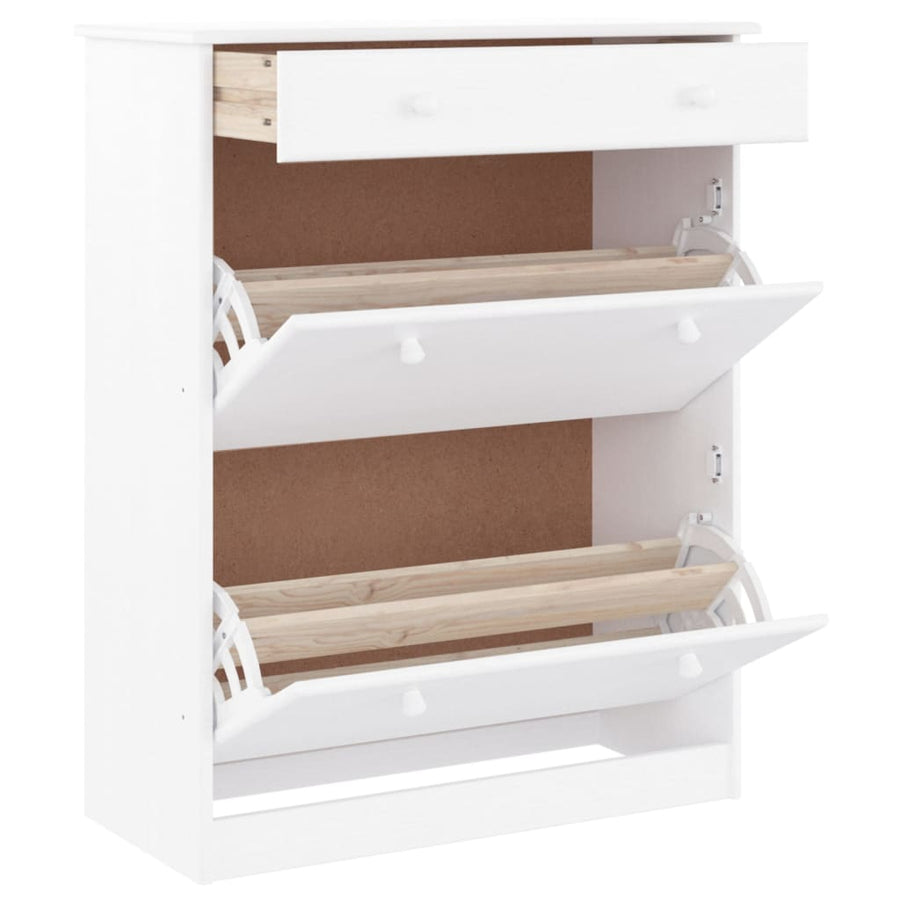 Schoenenkast Alta 77X35X96 Cm Massief Grenenhout Wit
