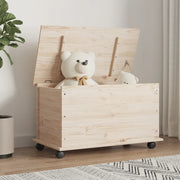 Opbergkist grenenhout 73x39,5x43 cm met wielen