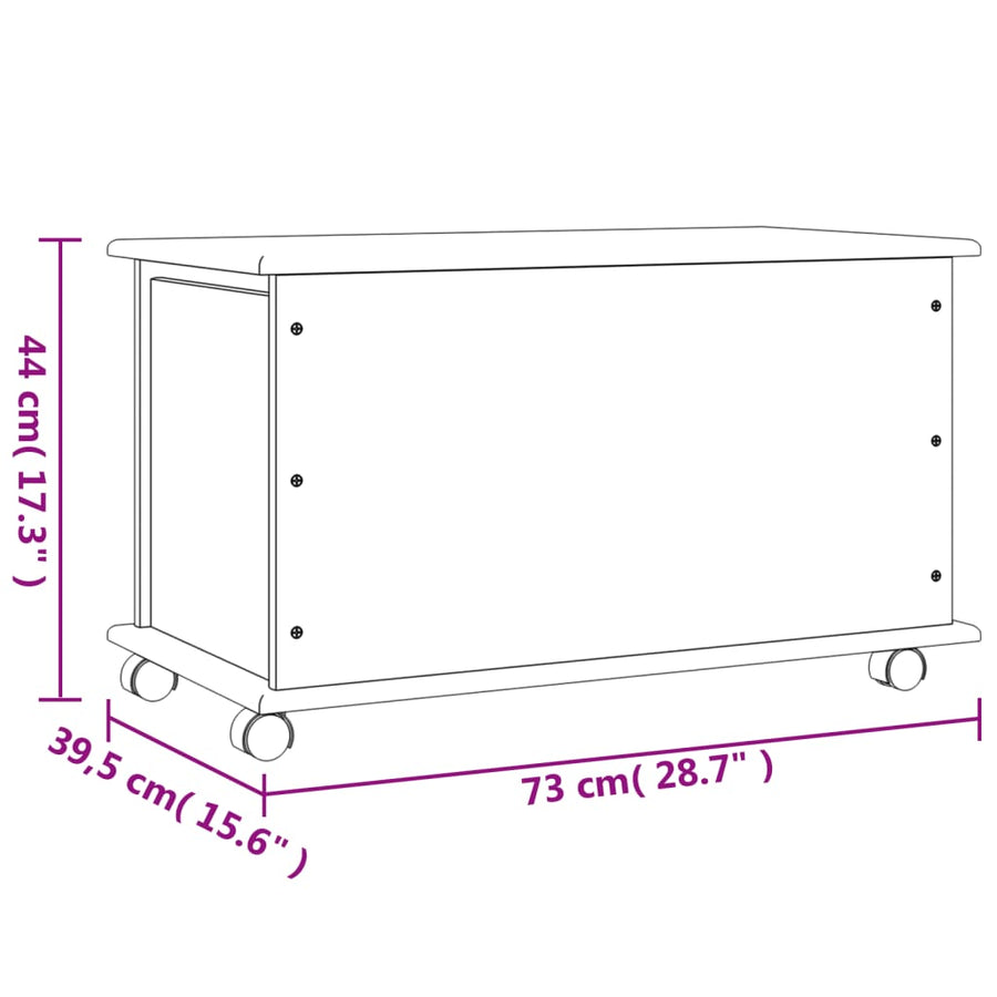 Opbergkist Met Wielen Alta 73X39,5X44 Cm Massief Grenenhout Wit