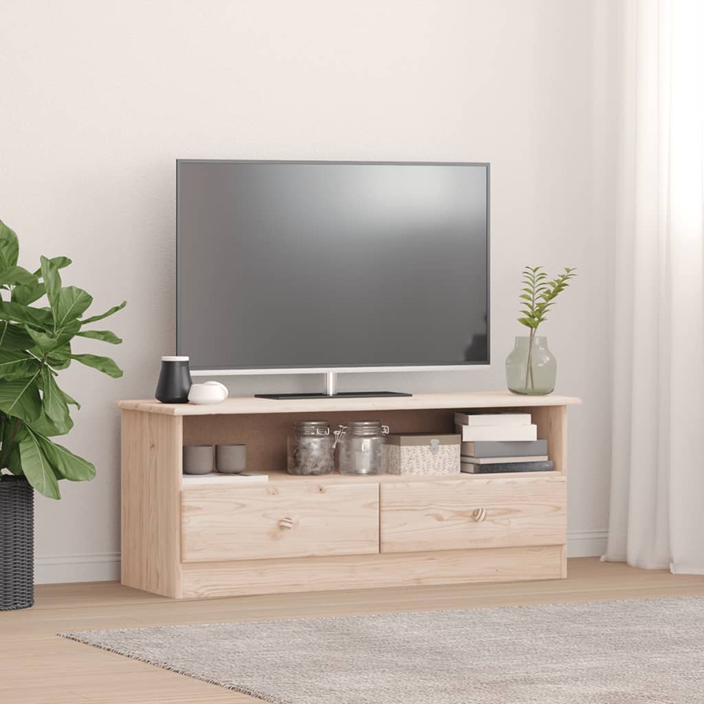 Tv-Meubel Met Lades Alta 100X35X41 Cm Massief Grenenhout Naturel