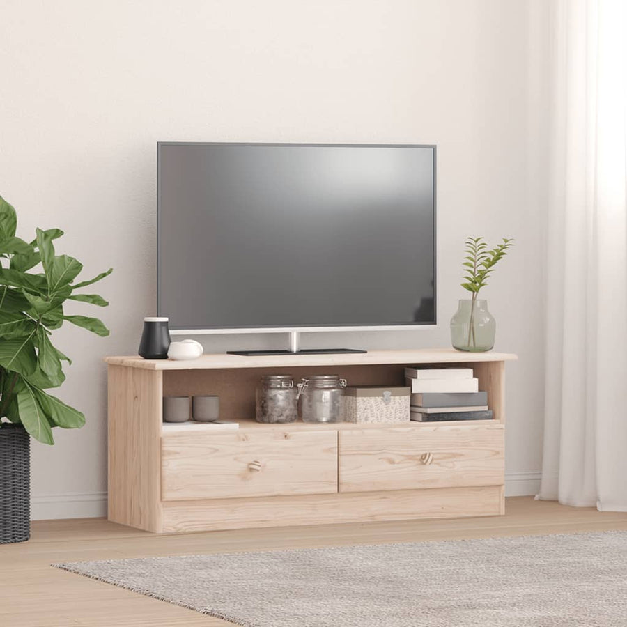 Tv-Meubel Met Lades Alta 100X35X41 Cm Massief Grenenhout Naturel