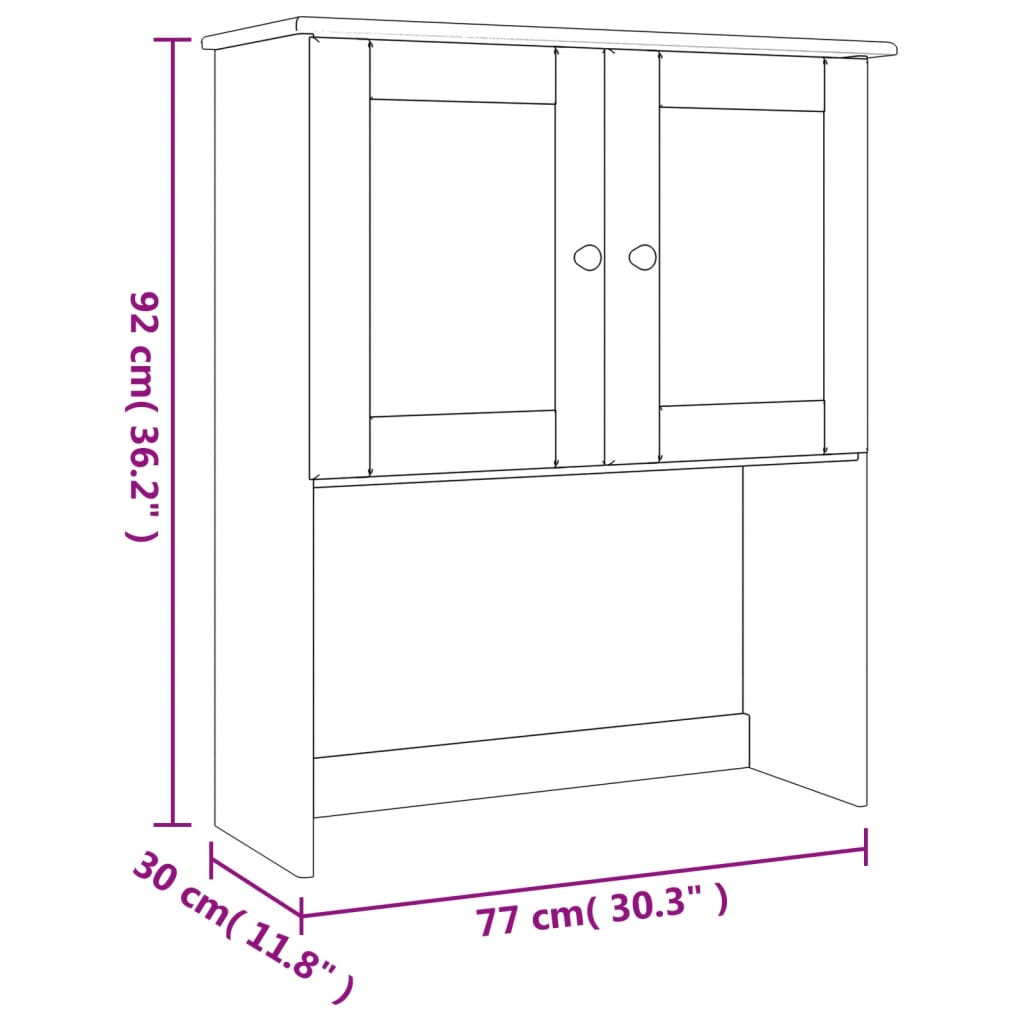 Opzetkast Alta 77X30X92 Cm Massief Grenenhout Wit