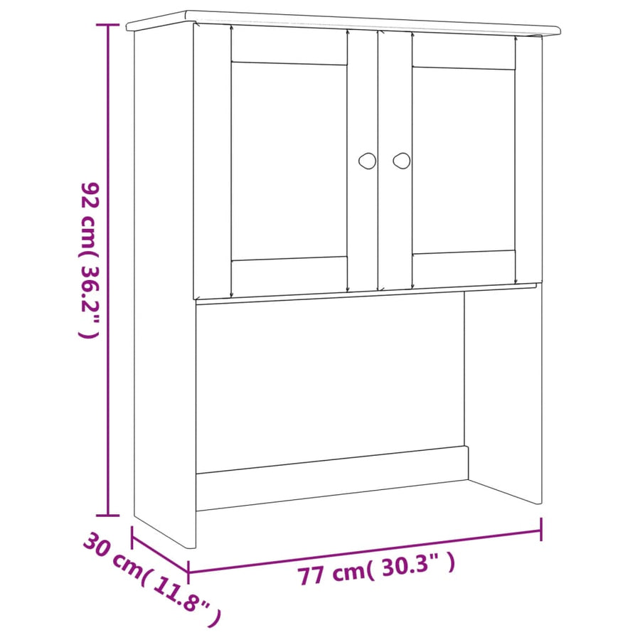 Opzetkast Alta 77X30X92 Cm Massief Grenenhout Wit