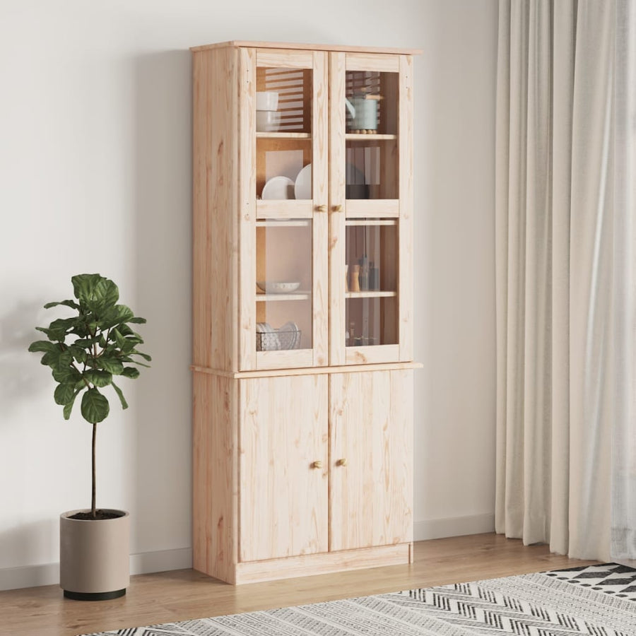 Vitrinekast Alta 77X35X186,5 Cm Massief Grenenhout