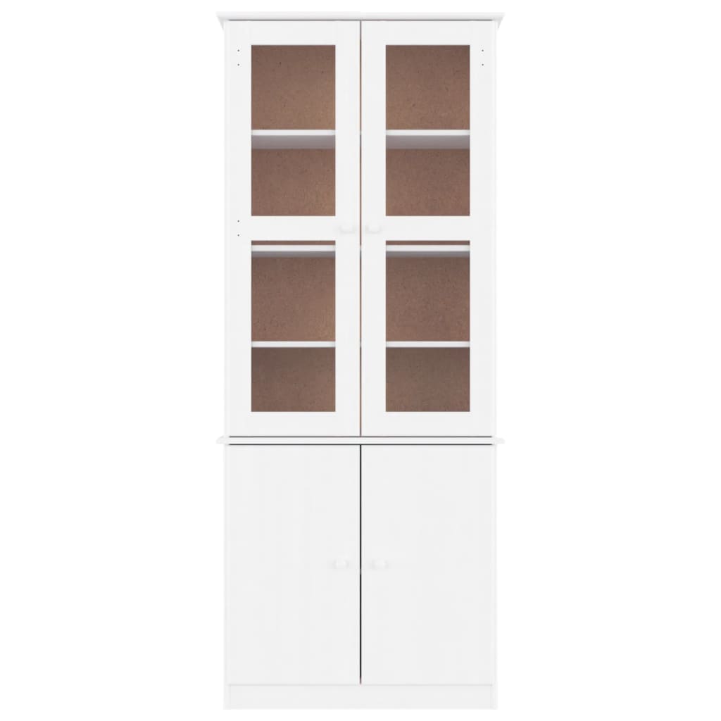 Vitrinekast Alta 77X35X186,5 Cm Massief Grenenhout Wit