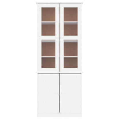 Vitrinekast Alta 77X35X186,5 Cm Massief Grenenhout Wit