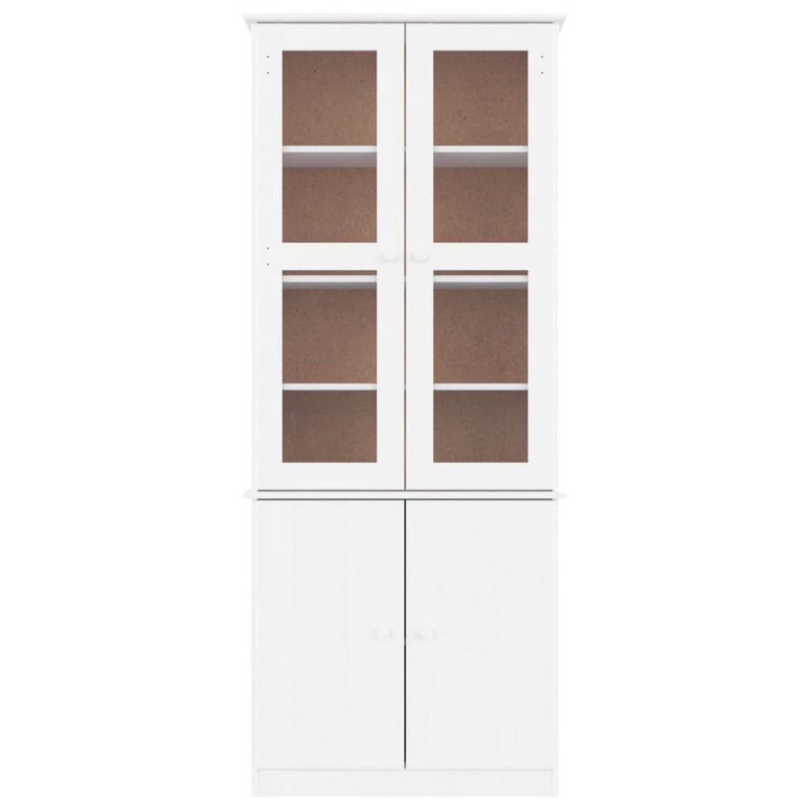 Vitrinekast Alta 77X35X186,5 Cm Massief Grenenhout Wit
