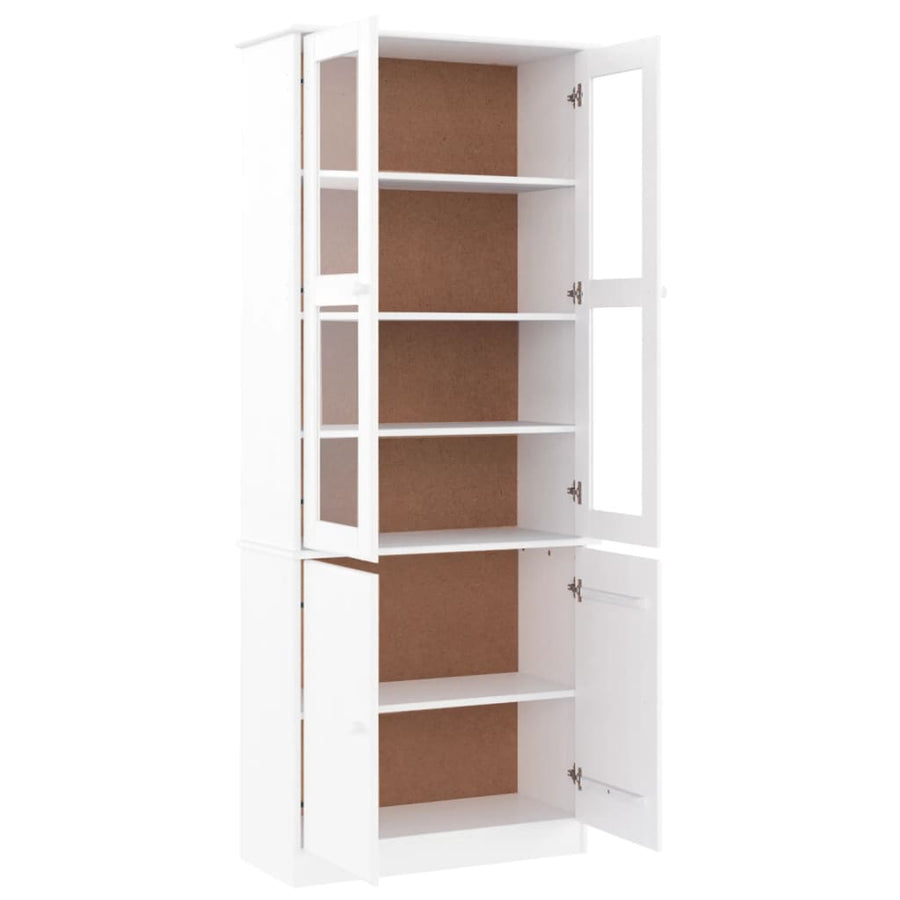 Vitrinekast Alta 77X35X186,5 Cm Massief Grenenhout Wit