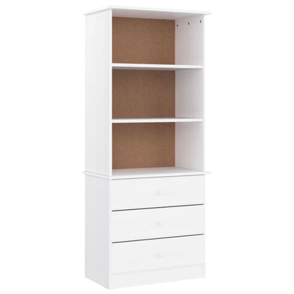 Boekenkast Met Lades Alta 60X35X142 Cm Massief Grenenhout Wit