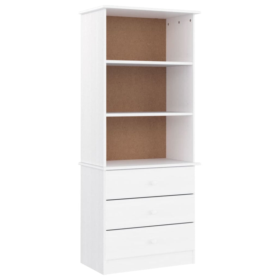 Boekenkast Met Lades Alta 60X35X142 Cm Massief Grenenhout Wit