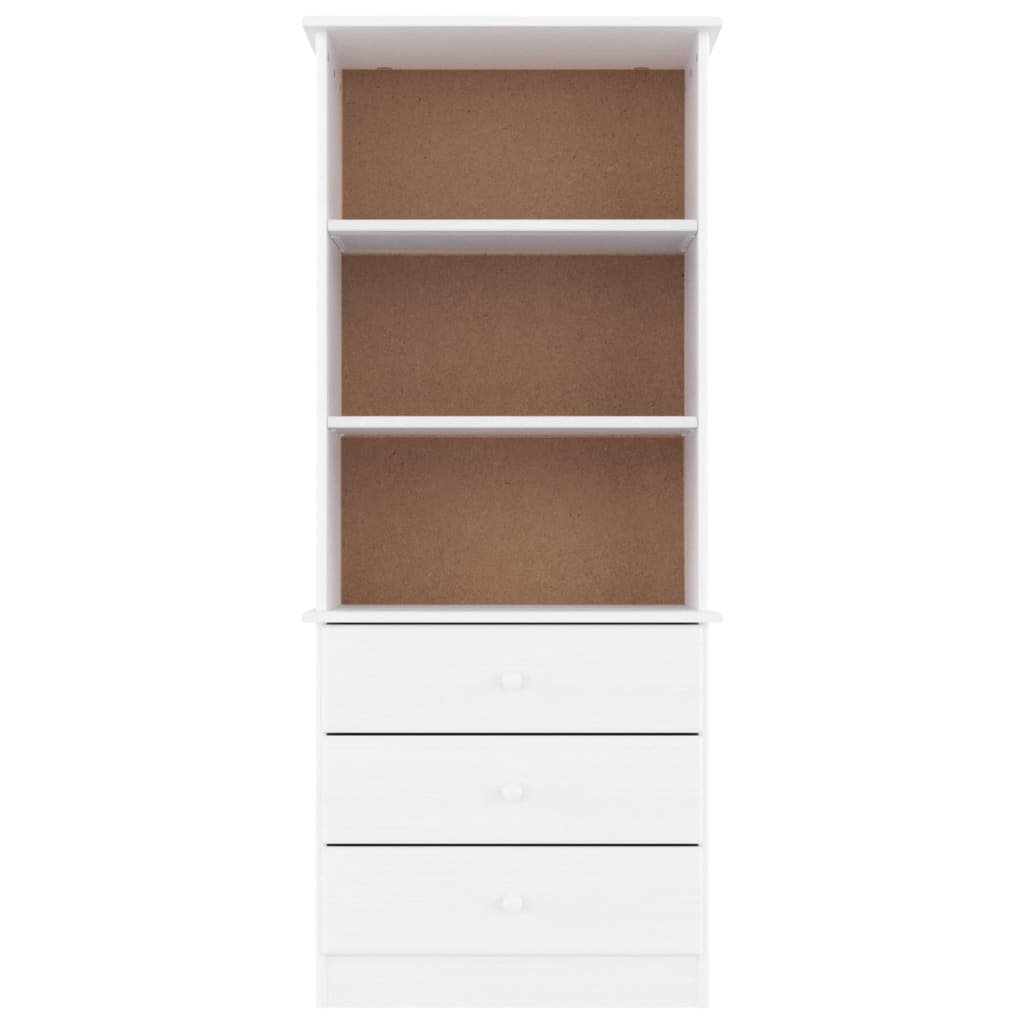 Boekenkast Met Lades Alta 60X35X142 Cm Massief Grenenhout Wit