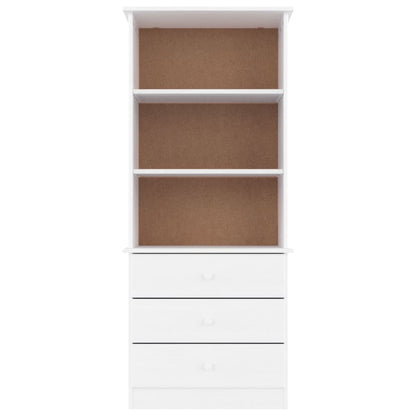 Boekenkast Met Lades Alta 60X35X142 Cm Massief Grenenhout Wit