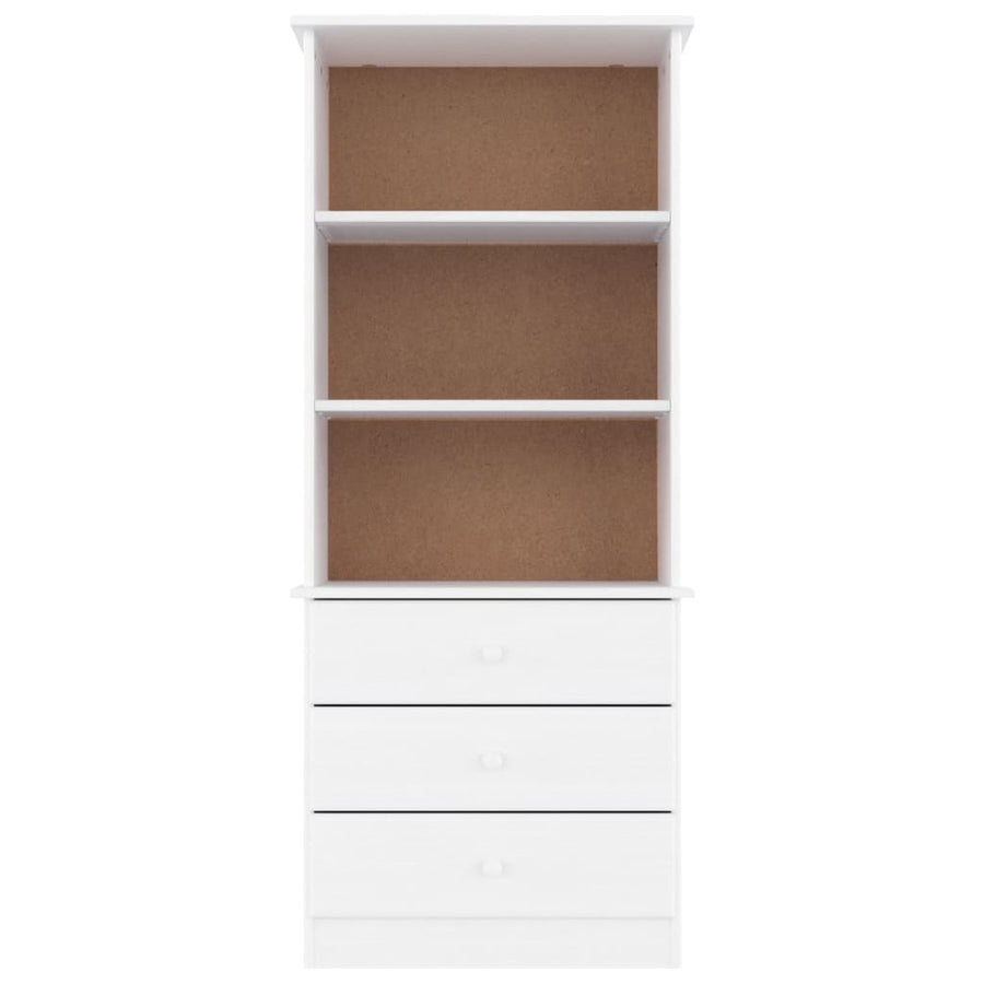 Boekenkast Met Lades Alta 60X35X142 Cm Massief Grenenhout Wit