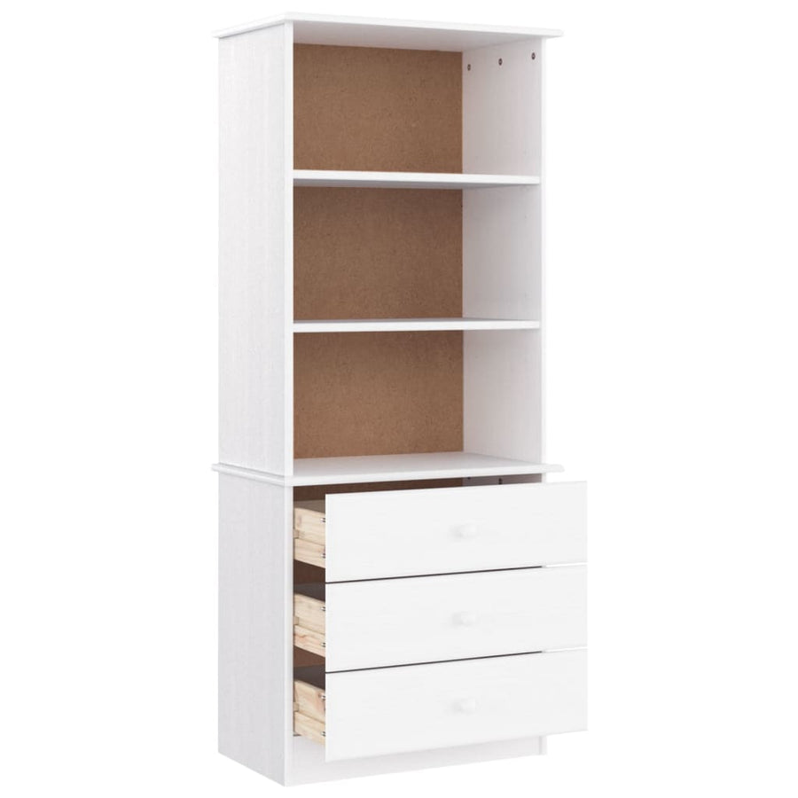Boekenkast Met Lades Alta 60X35X142 Cm Massief Grenenhout Wit