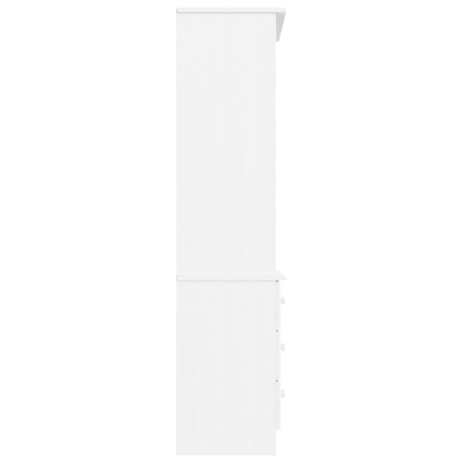 Boekenkast Met Lades Alta 60X35X142 Cm Massief Grenenhout Wit