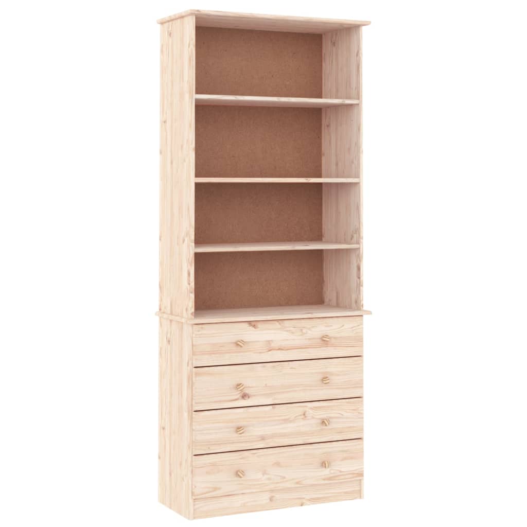 Boekenkast Met Lades Alta 77X35X186,5 Cm Massief Grenenhout