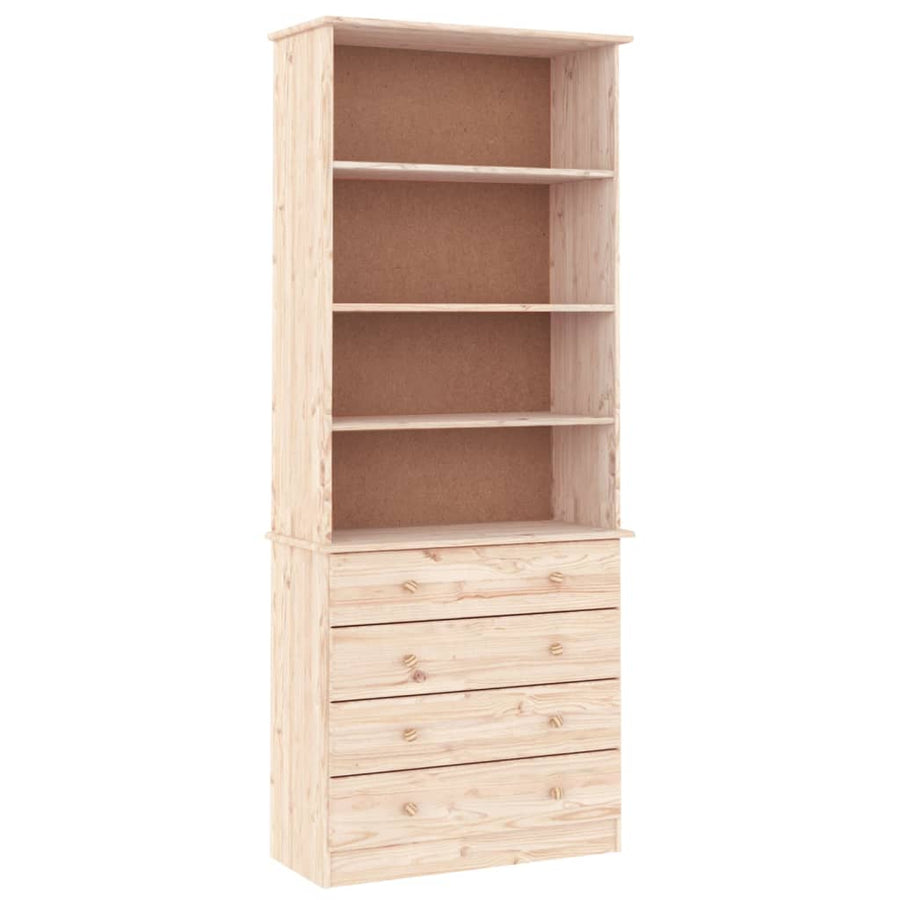 Boekenkast Met Lades Alta 77X35X186,5 Cm Massief Grenenhout