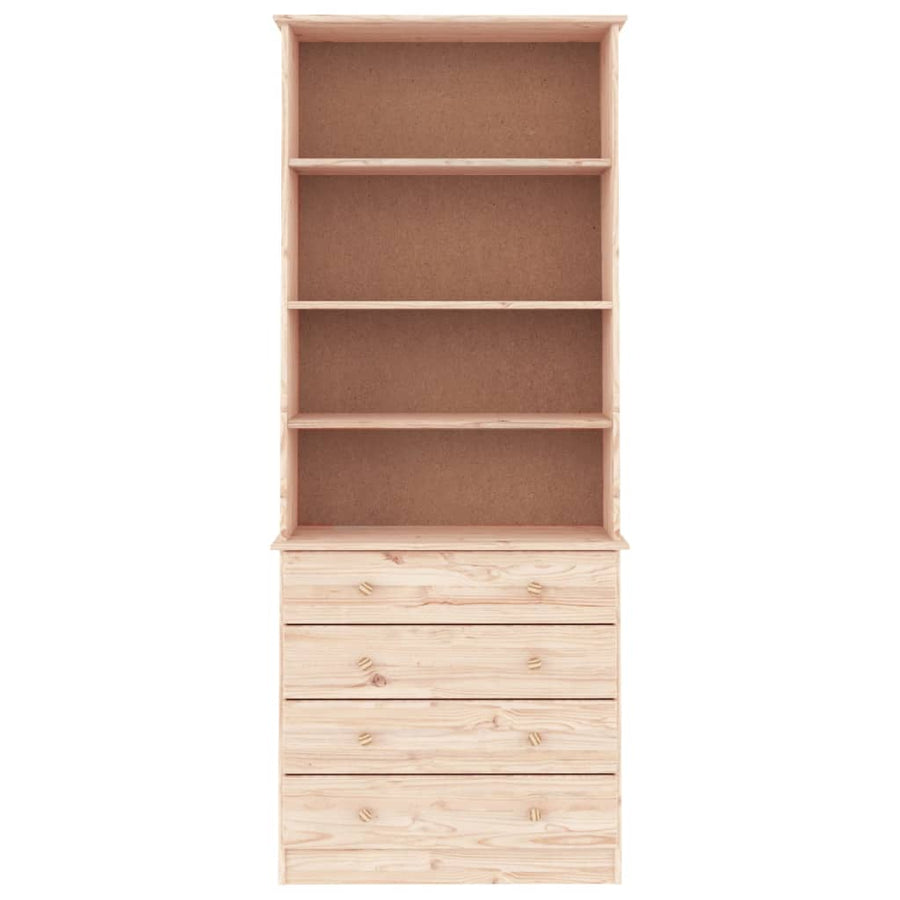Boekenkast Met Lades Alta 77X35X186,5 Cm Massief Grenenhout