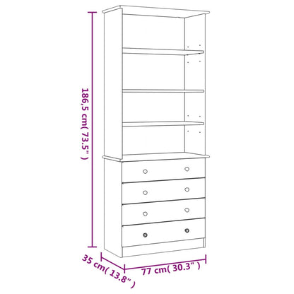 Boekenkast Met Lades Alta 77X35X186,5 Cm Massief Grenenhout