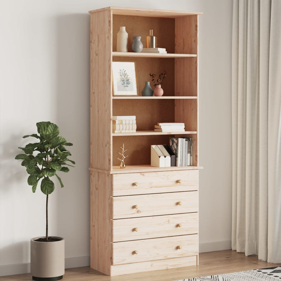 Boekenkast Met Lades Alta 77X35X186,5 Cm Massief Grenenhout
