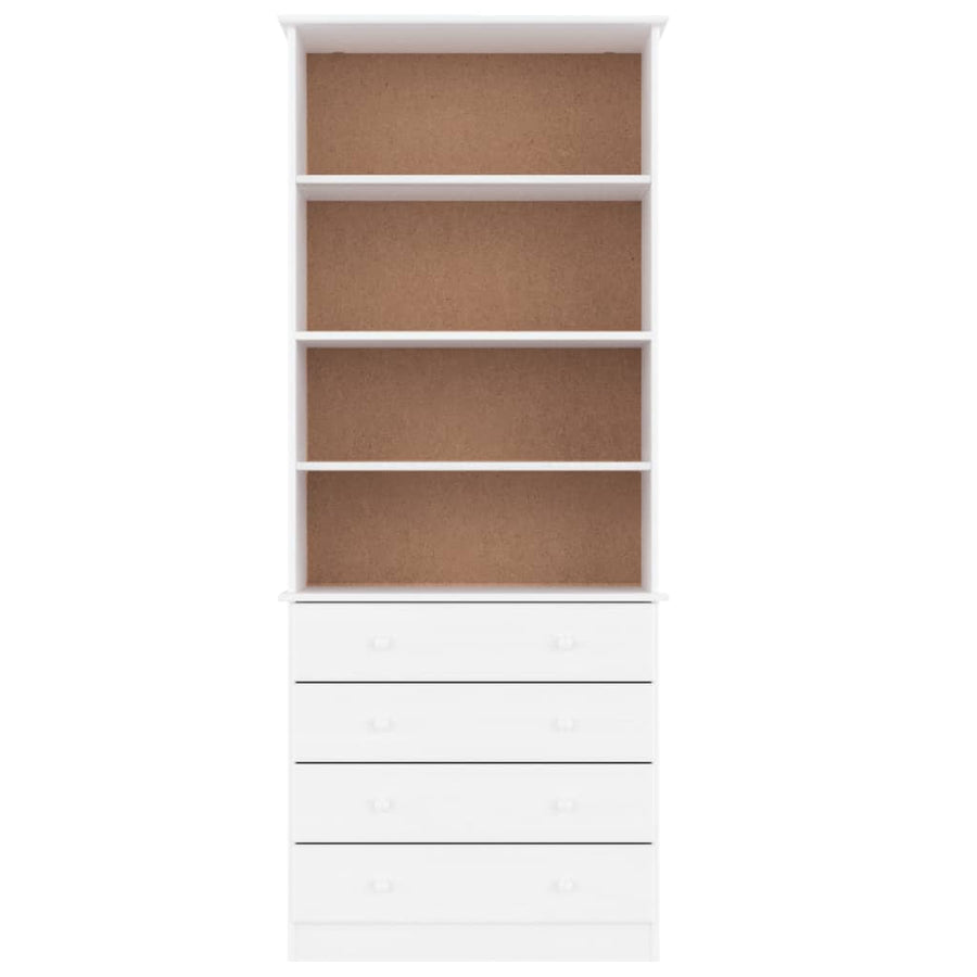 Boekenkast Met Lades Alta 77X35X186,5 Cm Massief Grenenhout Wit
