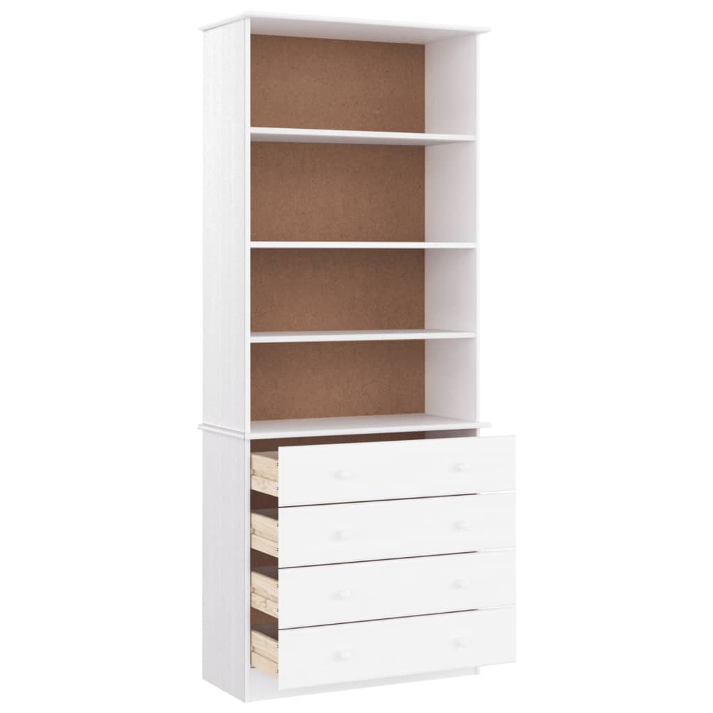 Boekenkast Met Lades Alta 77X35X186,5 Cm Massief Grenenhout Wit