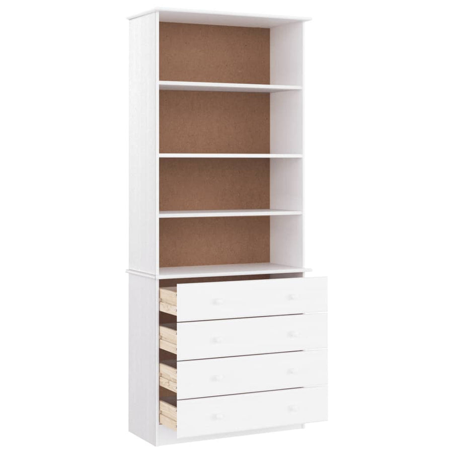 Boekenkast Met Lades Alta 77X35X186,5 Cm Massief Grenenhout Wit