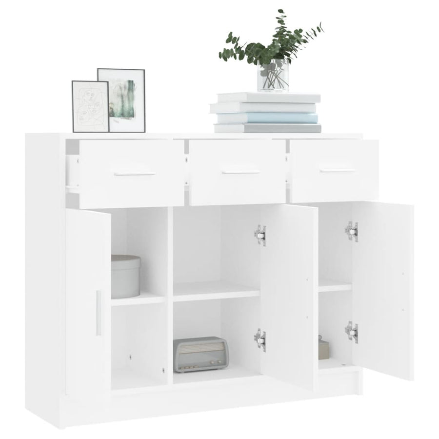 Dressoir 91X28X75 Cm Bewerkt Hout Wit