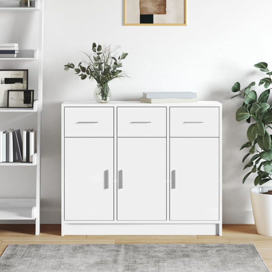 Dressoir 91X28X75 Cm Bewerkt Hout Wit