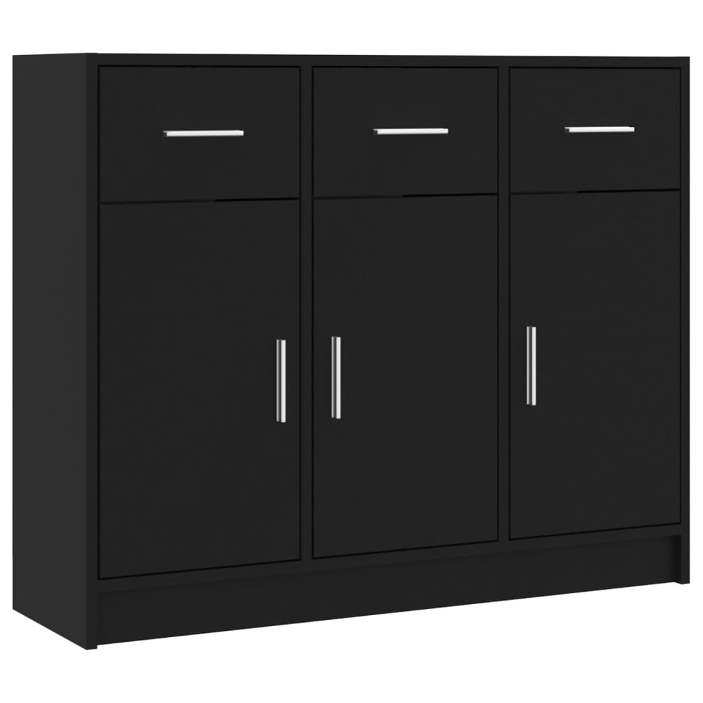 Dressoir 91X28X75 Cm Bewerkt Hout Zwart