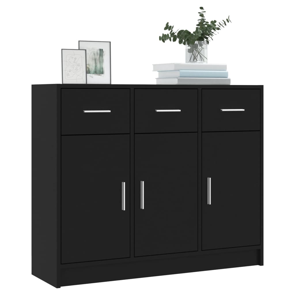 Dressoir 91X28X75 Cm Bewerkt Hout Zwart