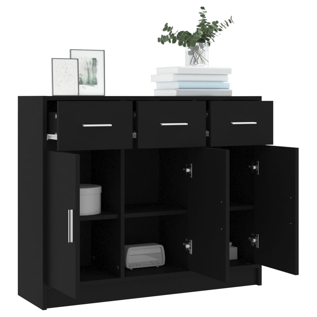 Dressoir 91X28X75 Cm Bewerkt Hout Zwart