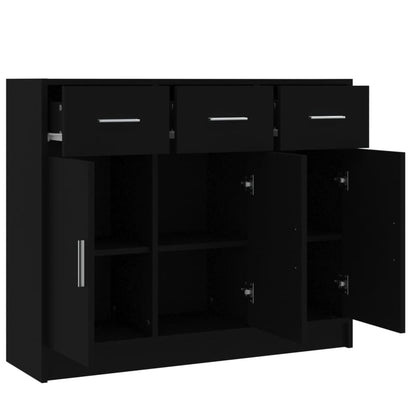 Dressoir 91X28X75 Cm Bewerkt Hout Zwart