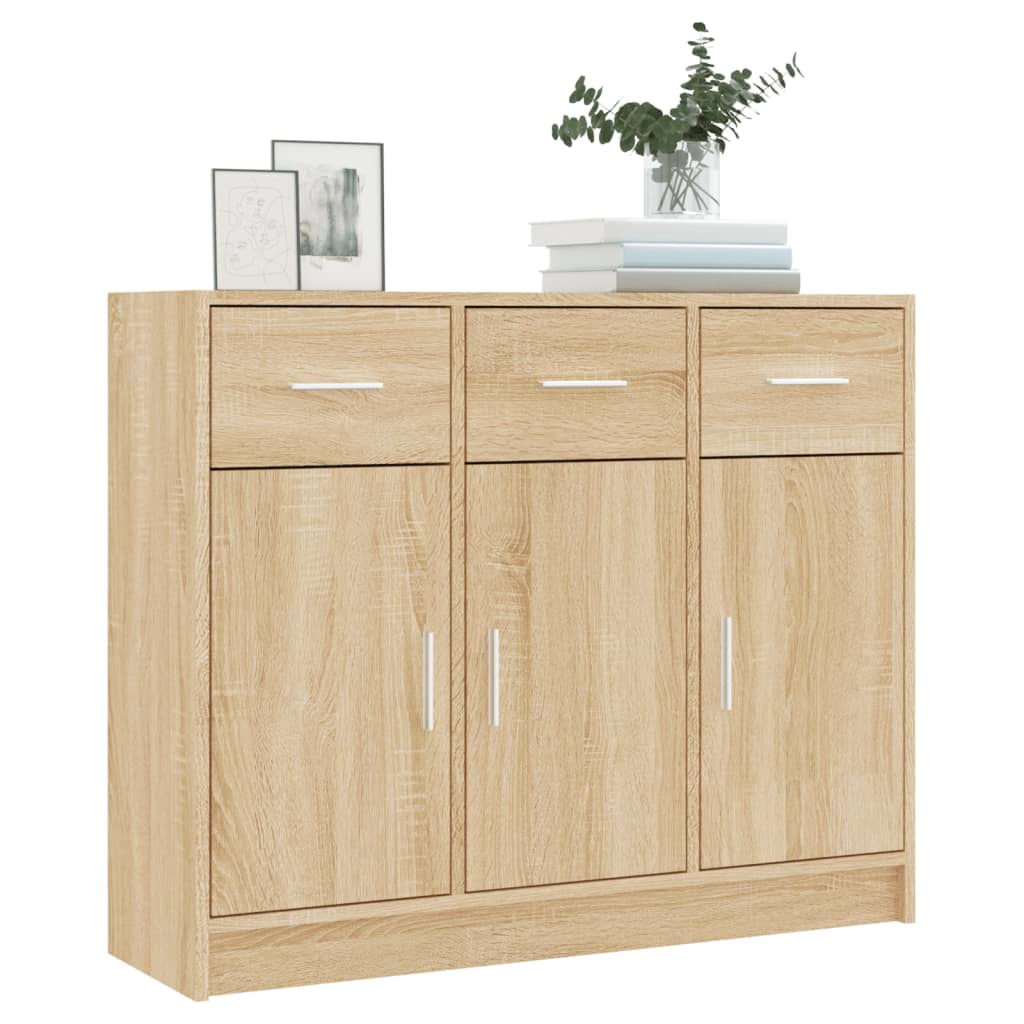 Dressoir 91X28X75 Cm Bewerkt Hout Sonoma Eikenkleurig