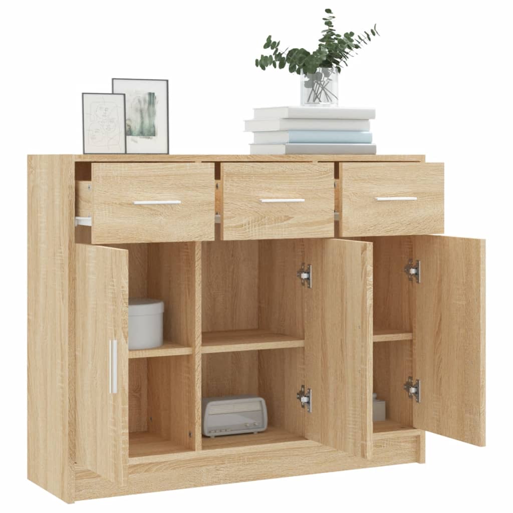 Dressoir 91X28X75 Cm Bewerkt Hout Sonoma Eikenkleurig