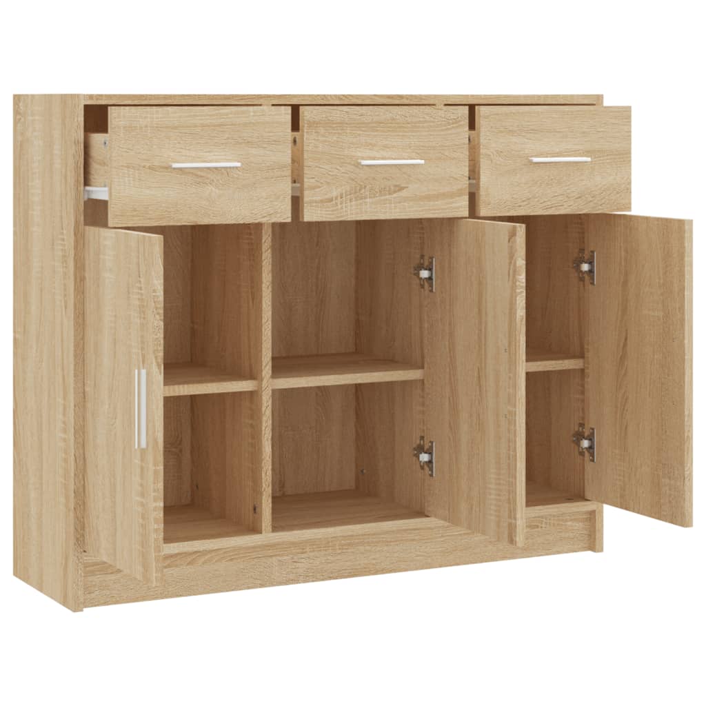 Dressoir 91X28X75 Cm Bewerkt Hout Sonoma Eikenkleurig