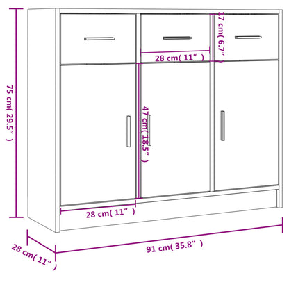 Dressoir 91X28X75 Cm Bewerkt Hout Sonoma Eikenkleurig