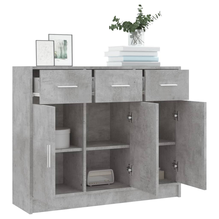 Dressoir 91X28X75 Cm Bewerkt Hout Betongrijs